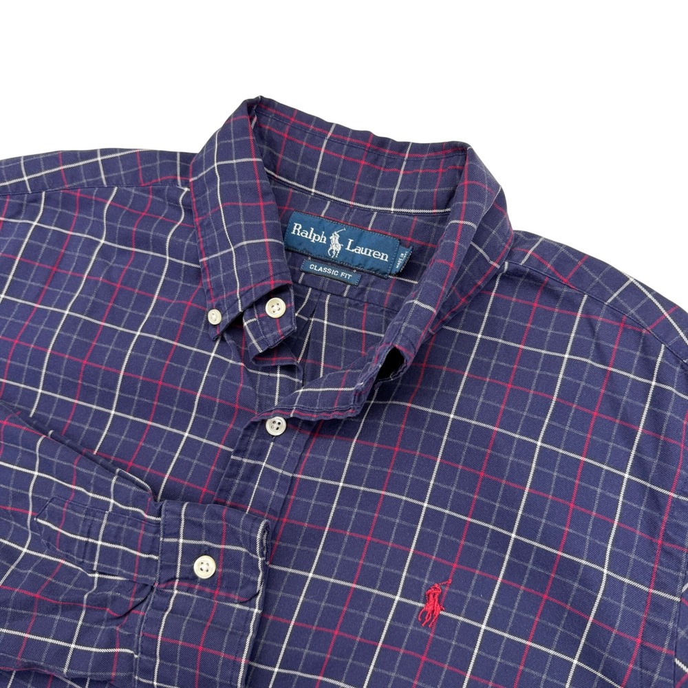Ralph Lauren Mens Classic Fit Plaid Button Down Shirt Size M Preppy EUC